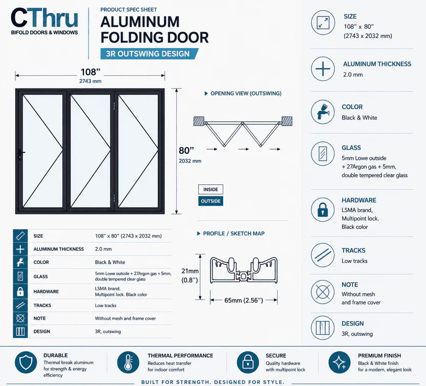 108"W x 80"H CThru Bifold Door