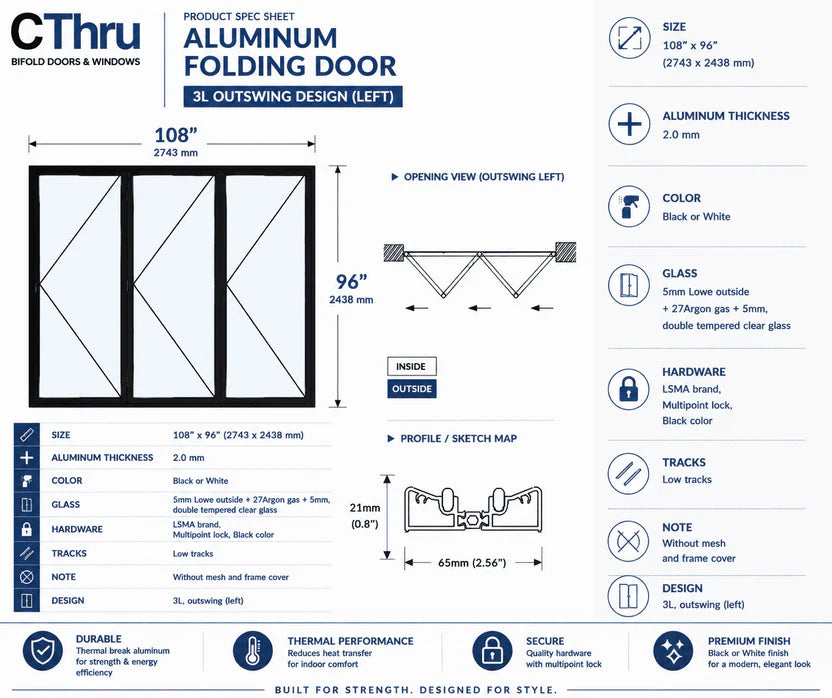 108"W x 96"H CThru Bifold Door