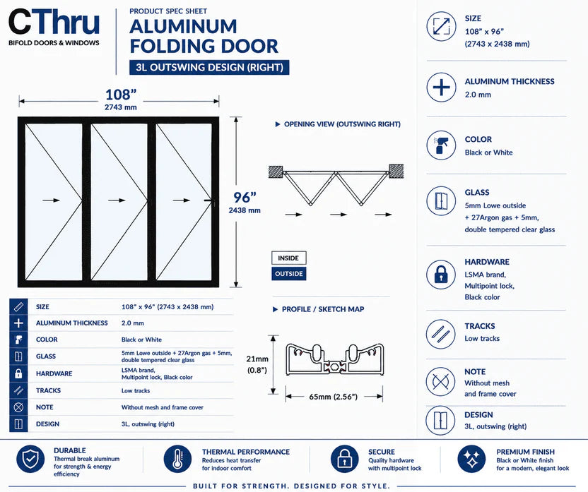 108"W x 96"H CThru Bifold Door