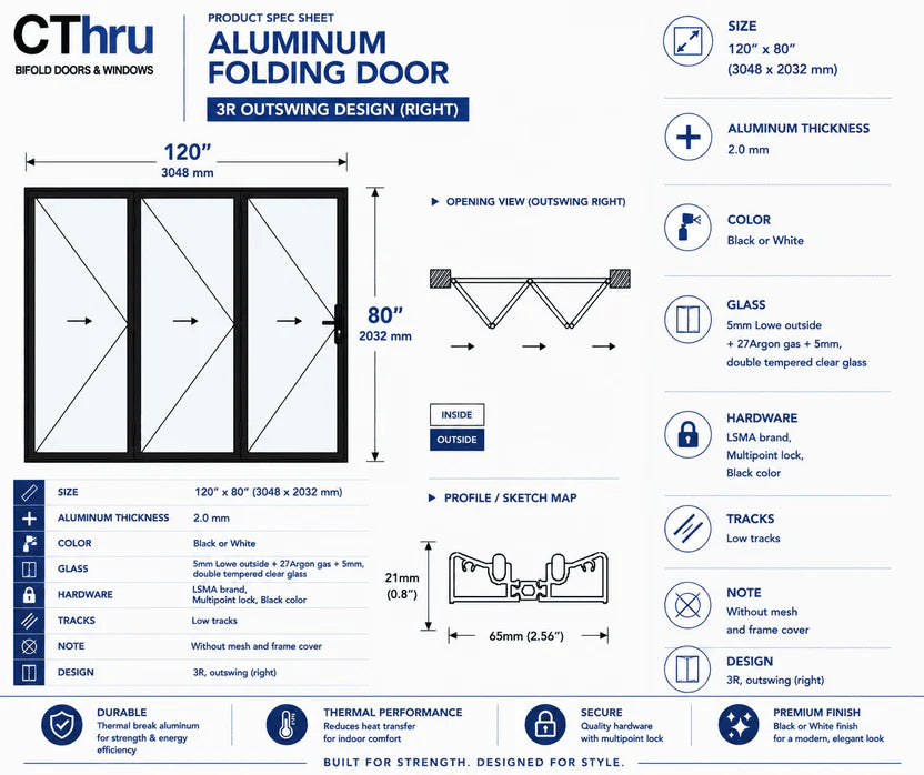 120"W x 80"H CThru Bifold Door