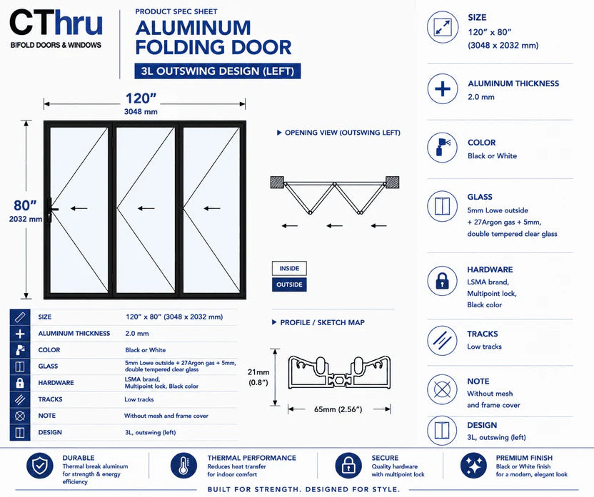 120"W x 80"H CThru Bifold Door