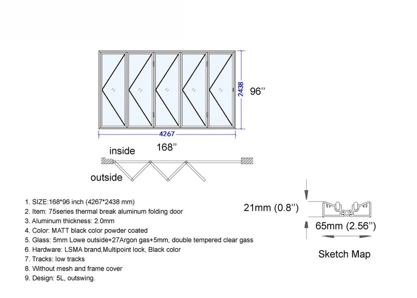 168"W x 96"H CThru Bifold Door