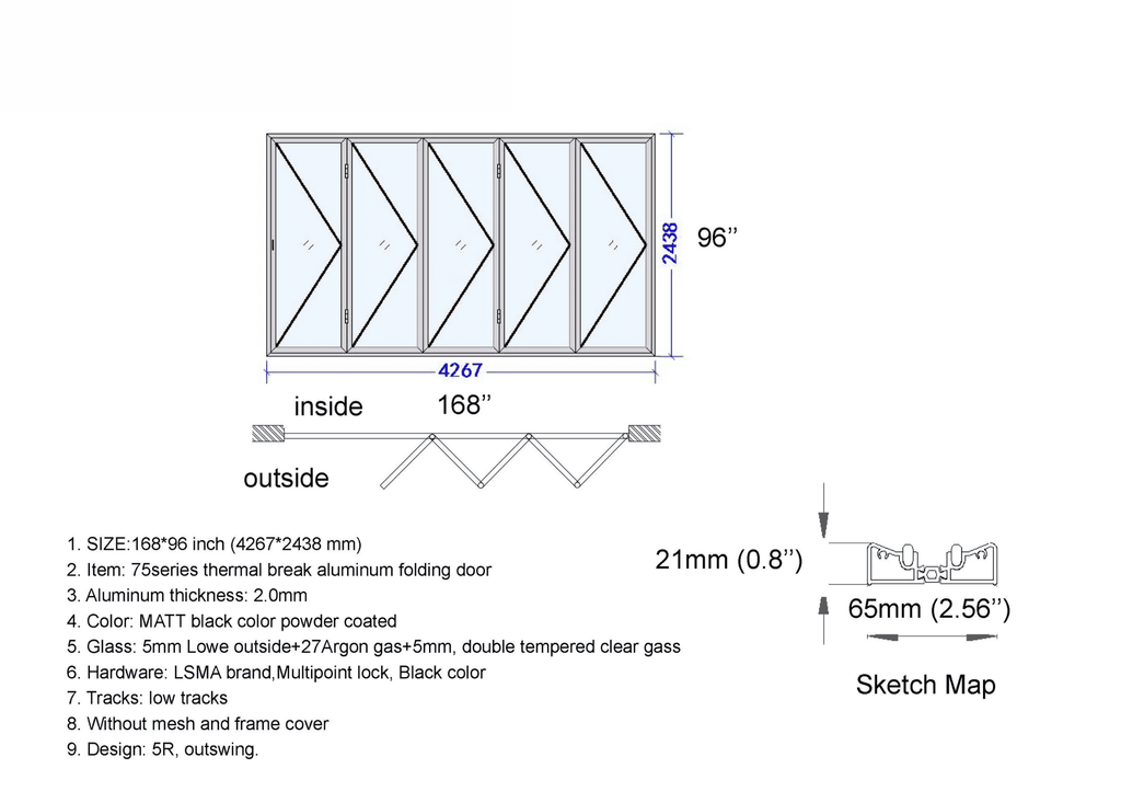 192"W x 80"H CThru Bifold Door