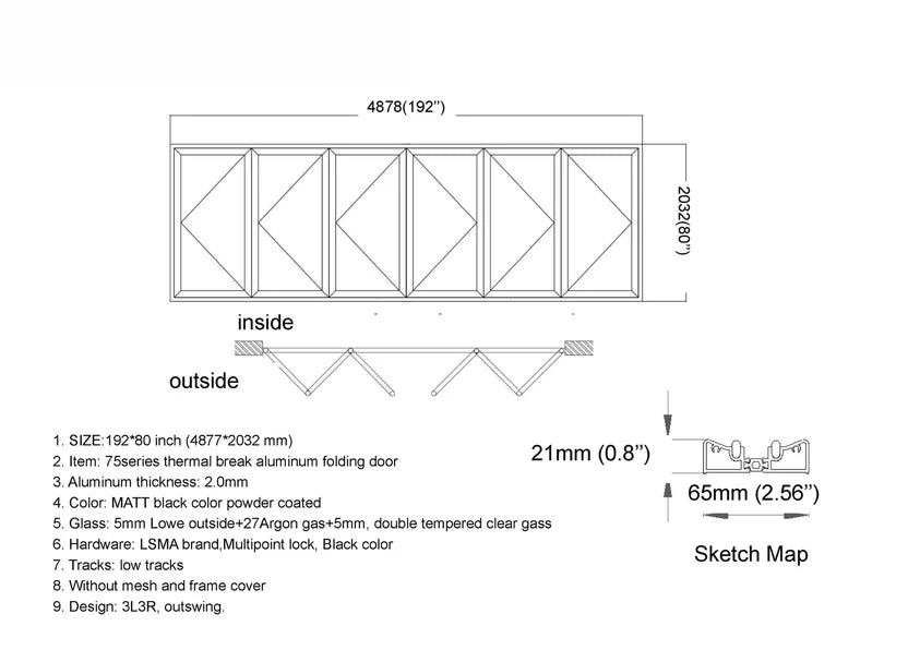 192"W x 80"H CThru Bifold Door