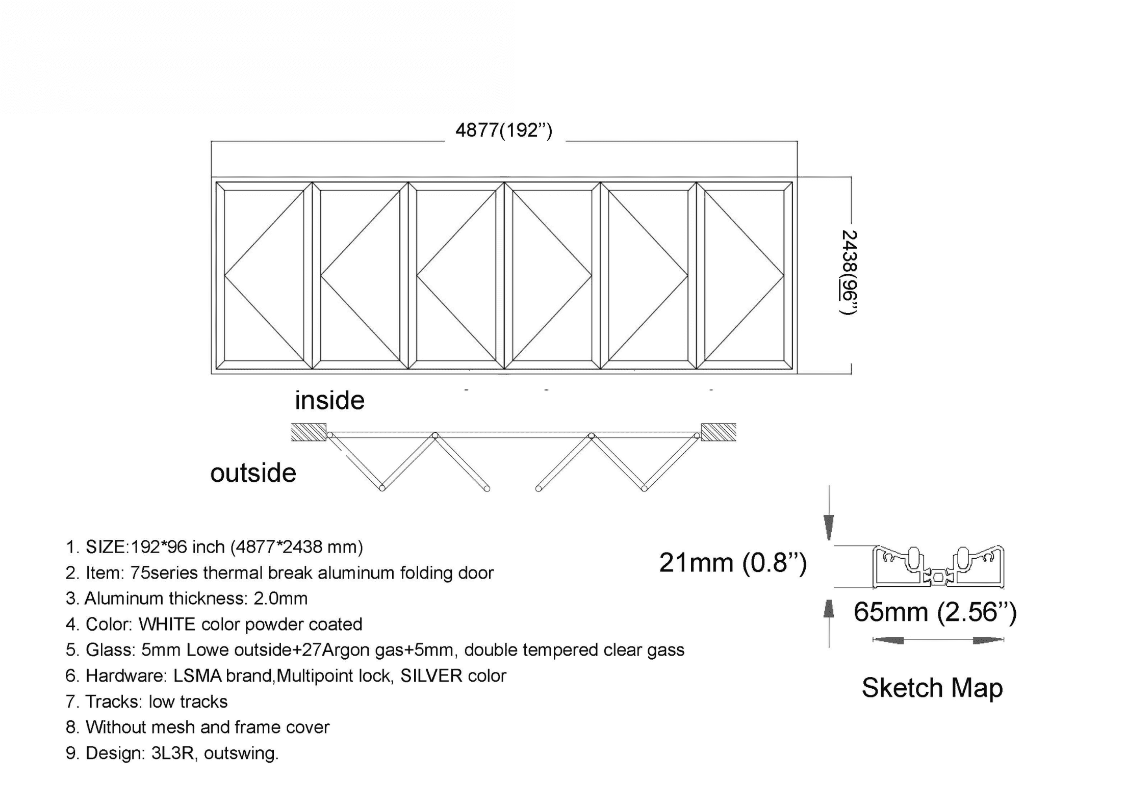 192"W x 96"H CThru Bifold Door