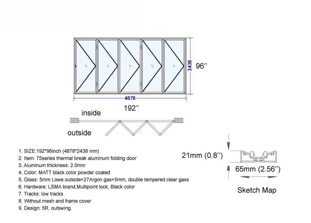 192"W x 96"H CThru Bifold Door