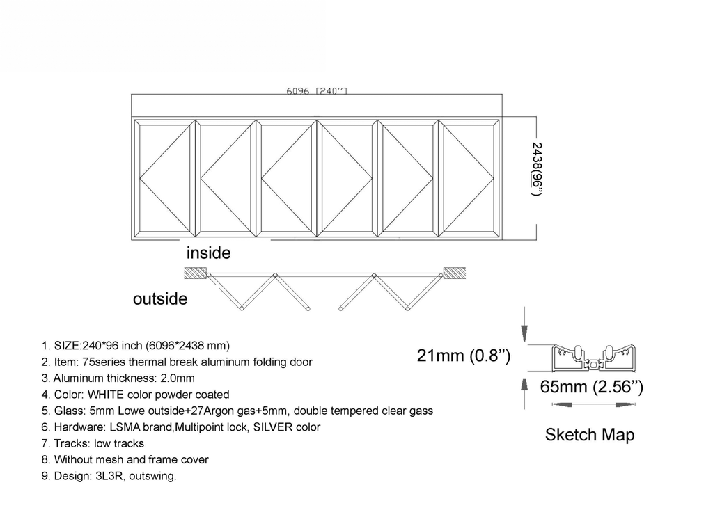 240"W x 96"H CThru Bifold Door