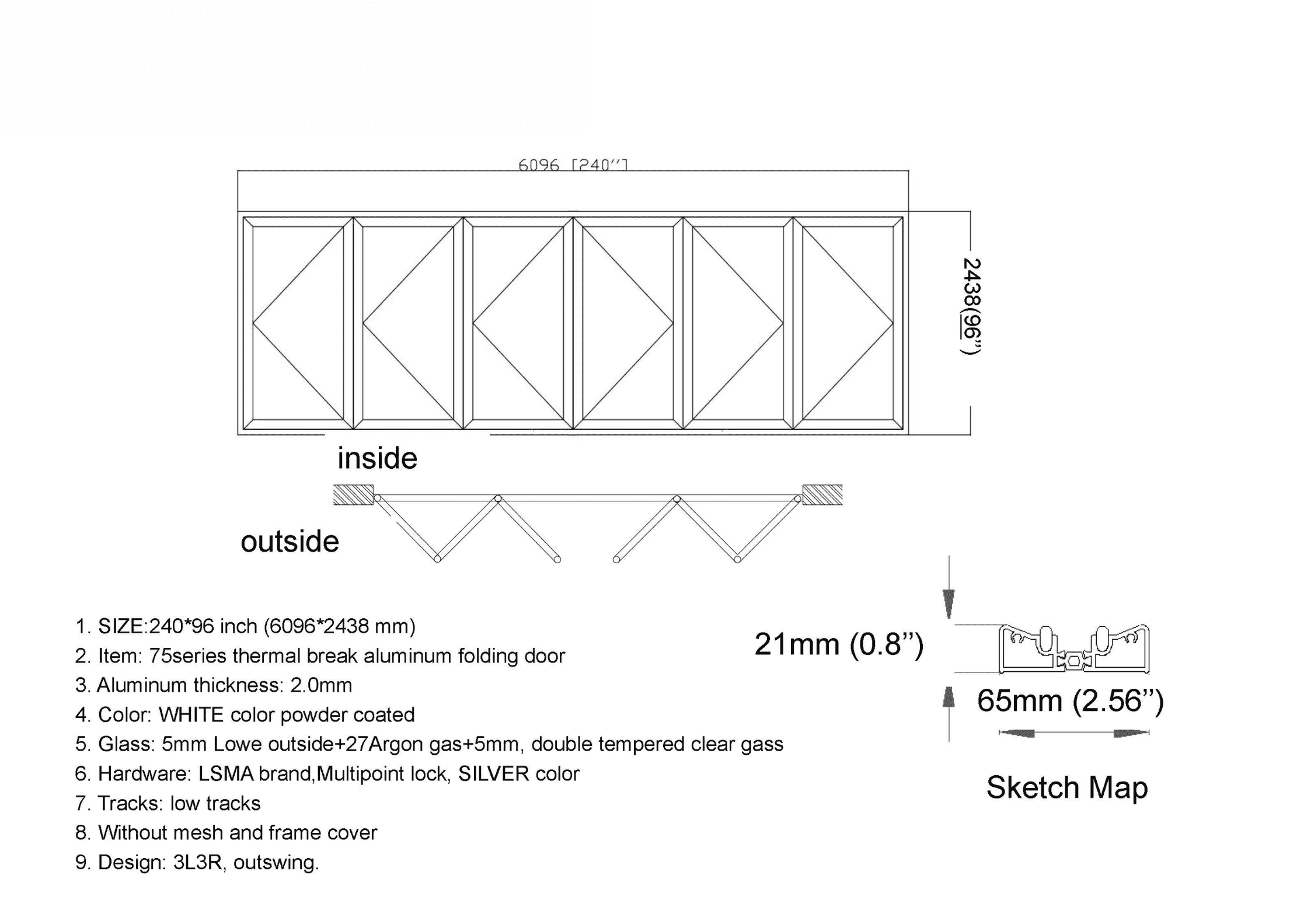 240"W x 96"H CThru Bifold Door