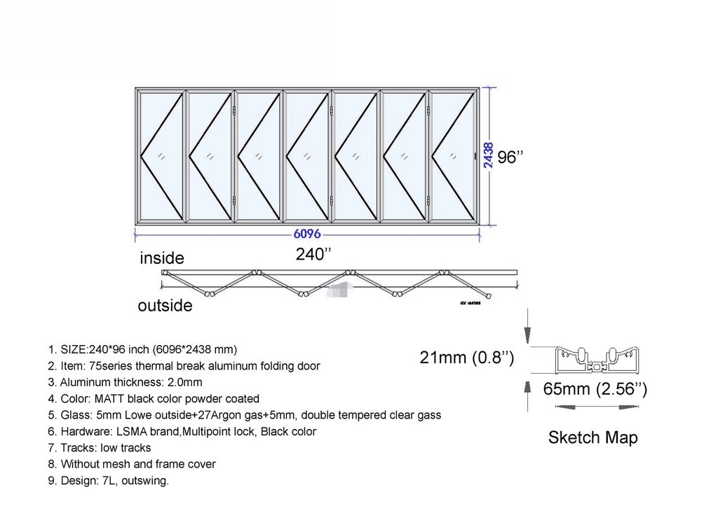 240"W x 96"H CThru Bifold Door