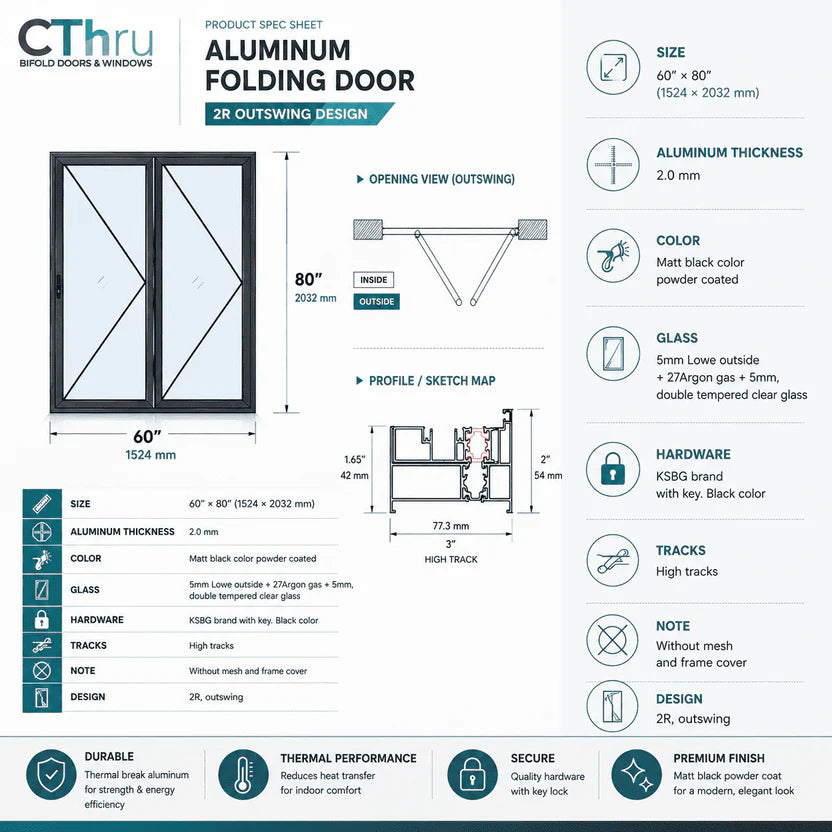 60"W x 80"H CThru Bifold Door