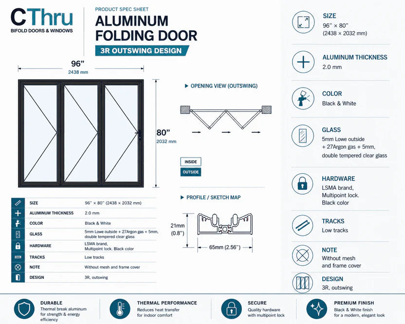 96"W x 80"H CThru Bifold Door