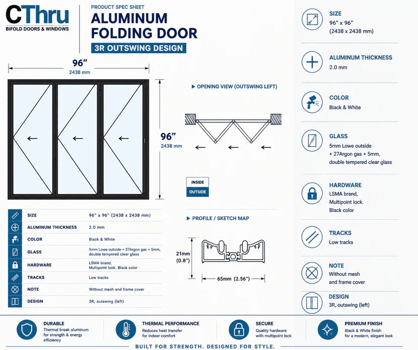 96"W x 96"H CThru Bifold Door