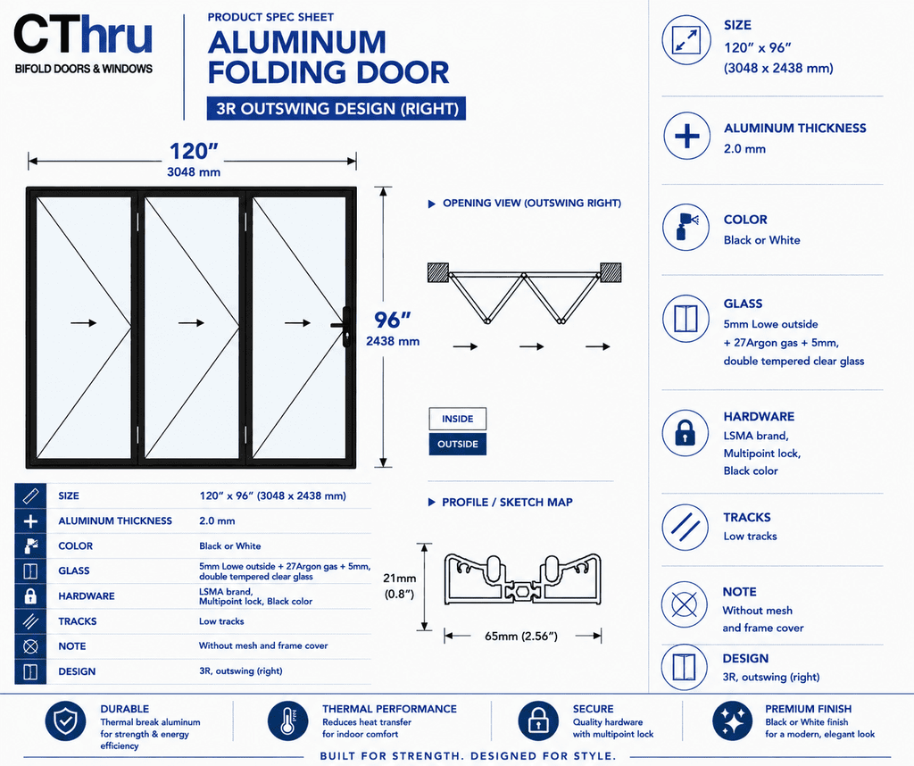 120"W x 96"H CThru Bifold Door
