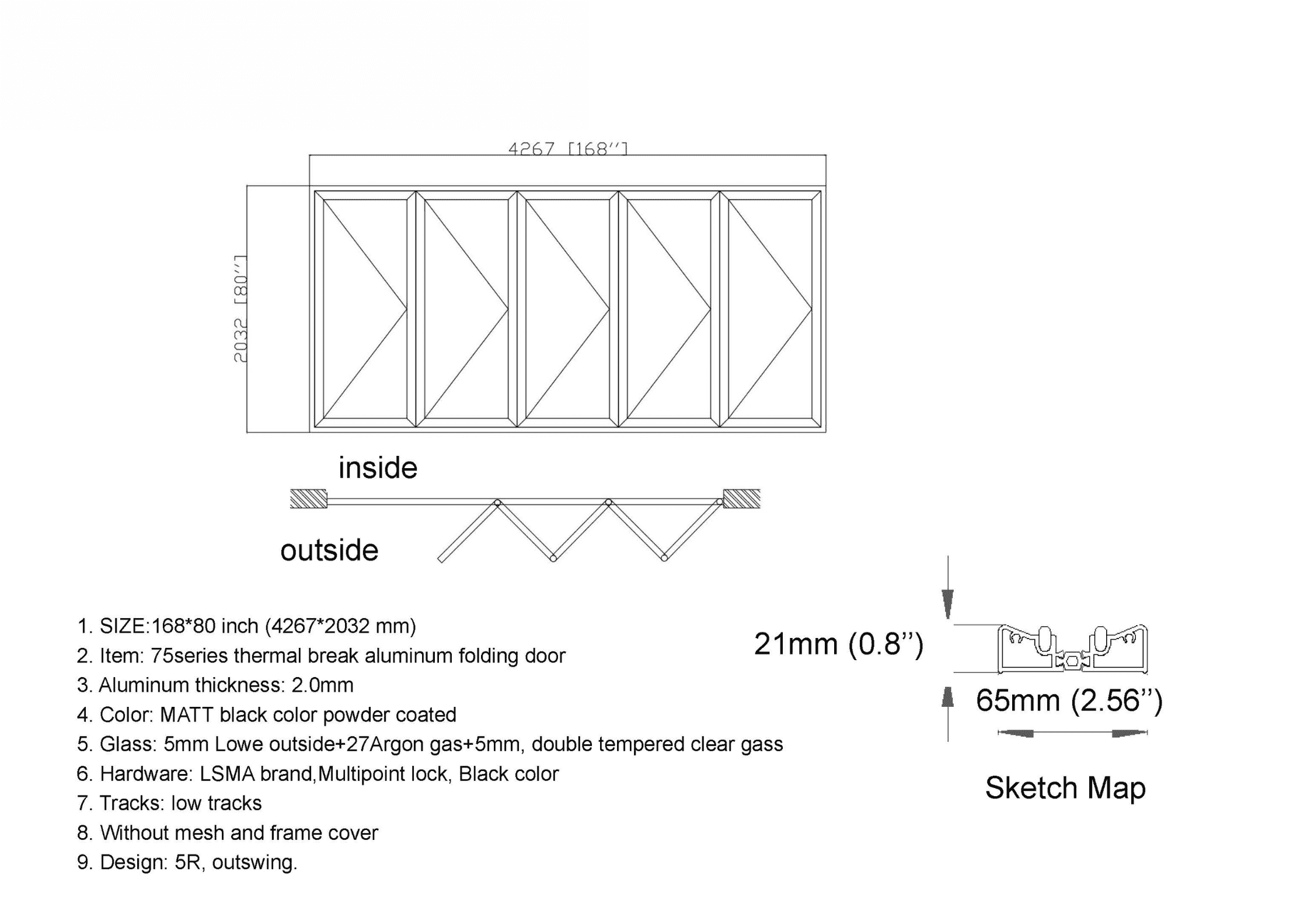 168"W x 80"H CThru Bifold Door