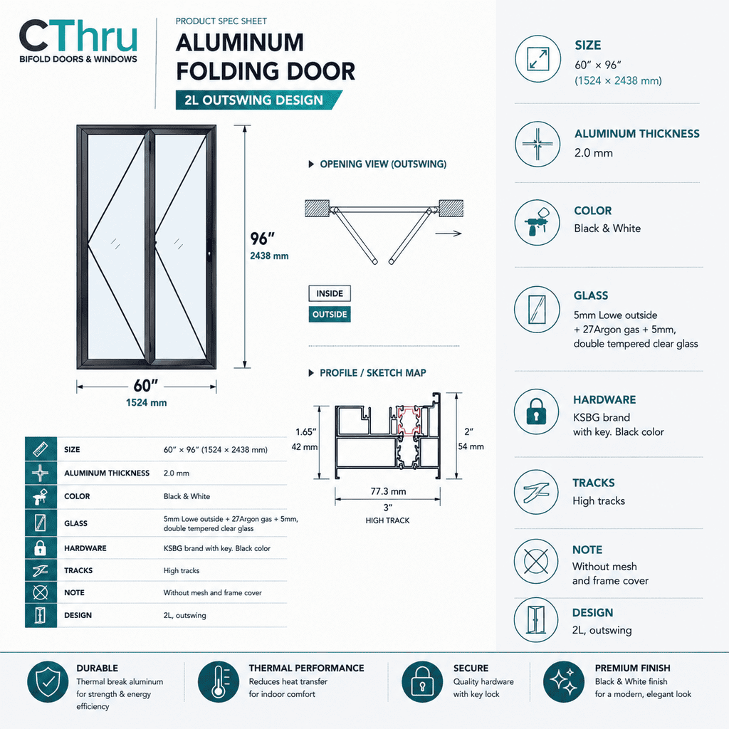 60"W x 96"H CThru Bifold Door