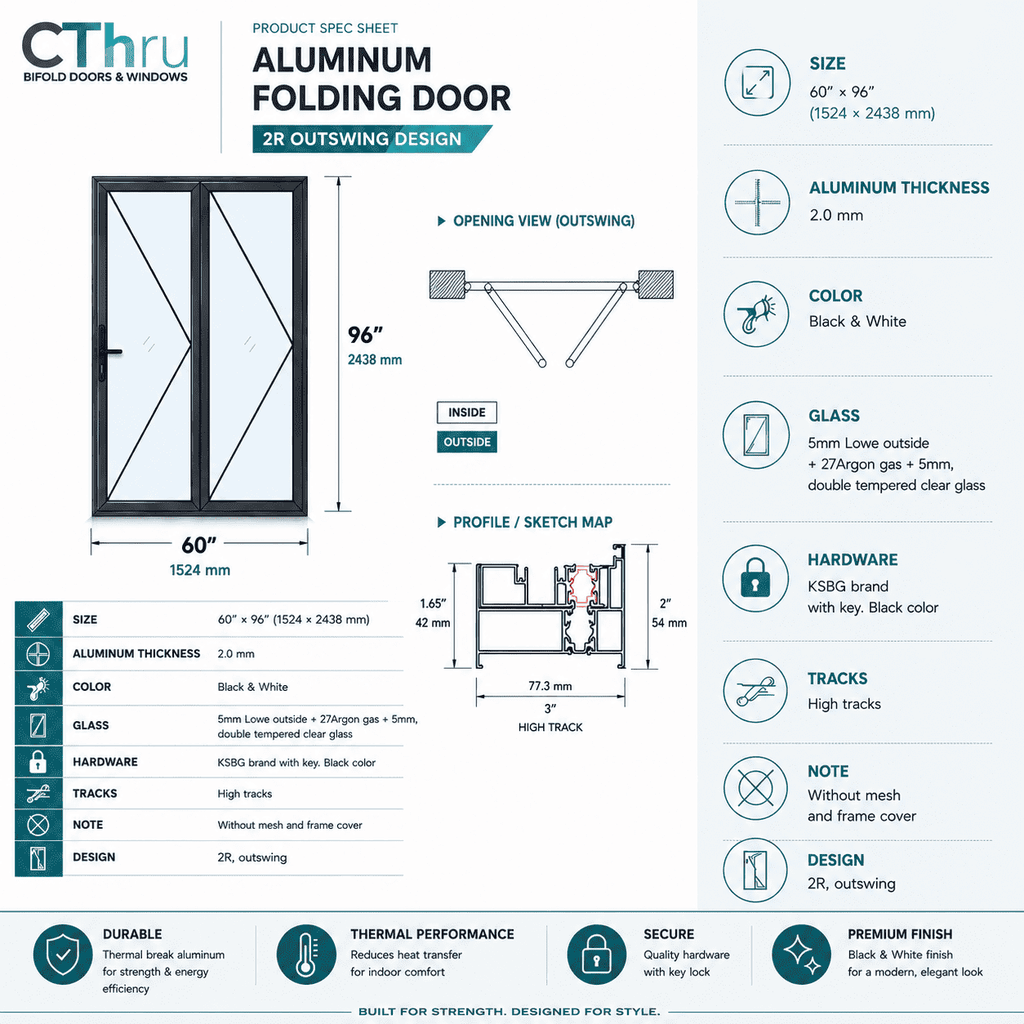 60"W x 96"H CThru Bifold Door