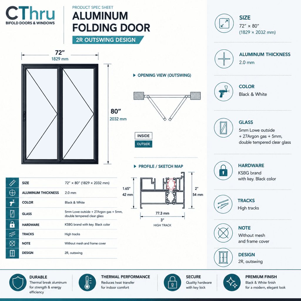 72"W x 80"H CThru Bifold Door