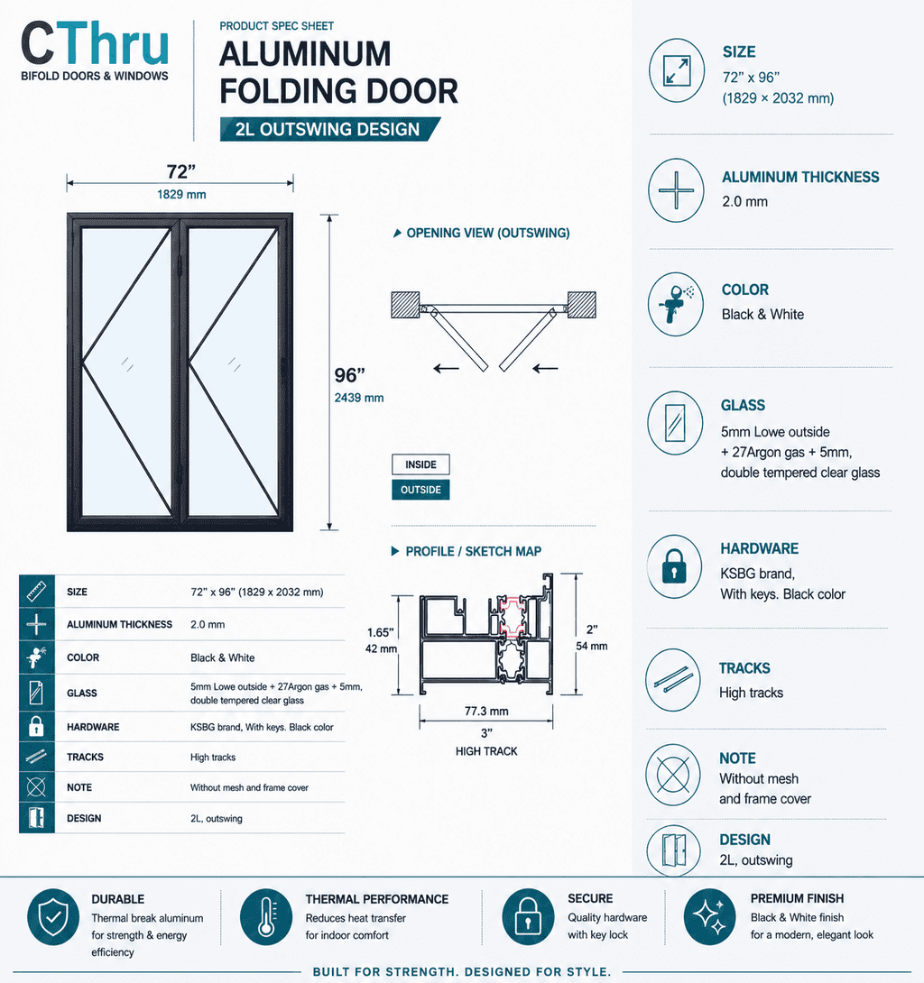 72"W x 96"H CThru Bifold Door