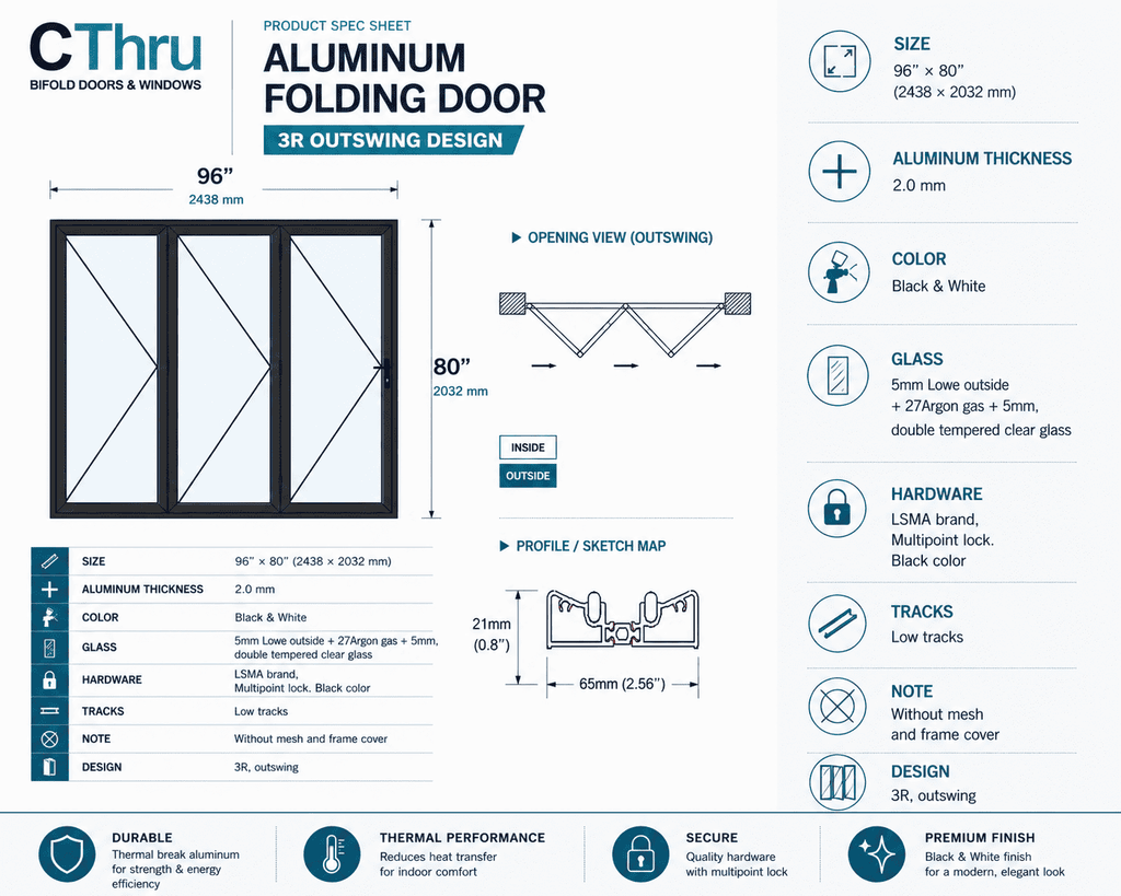 96"W x 80"H CThru Bifold Door