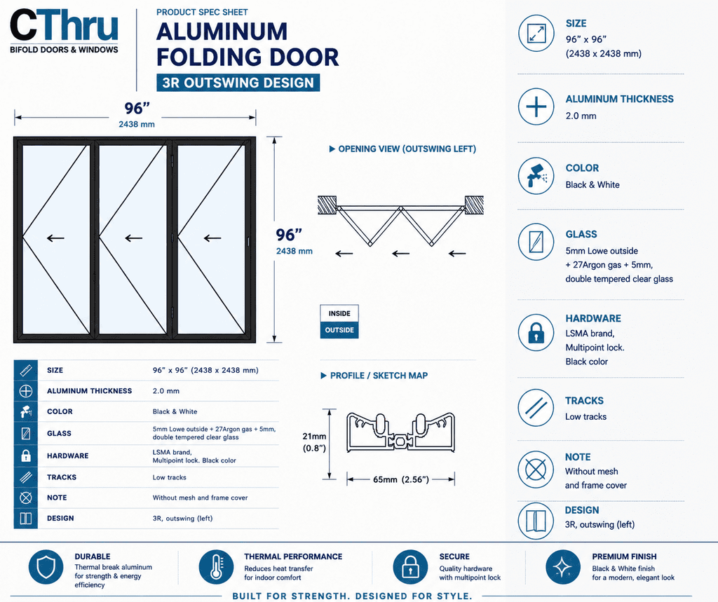 96"W x 96"H CThru Bifold Door