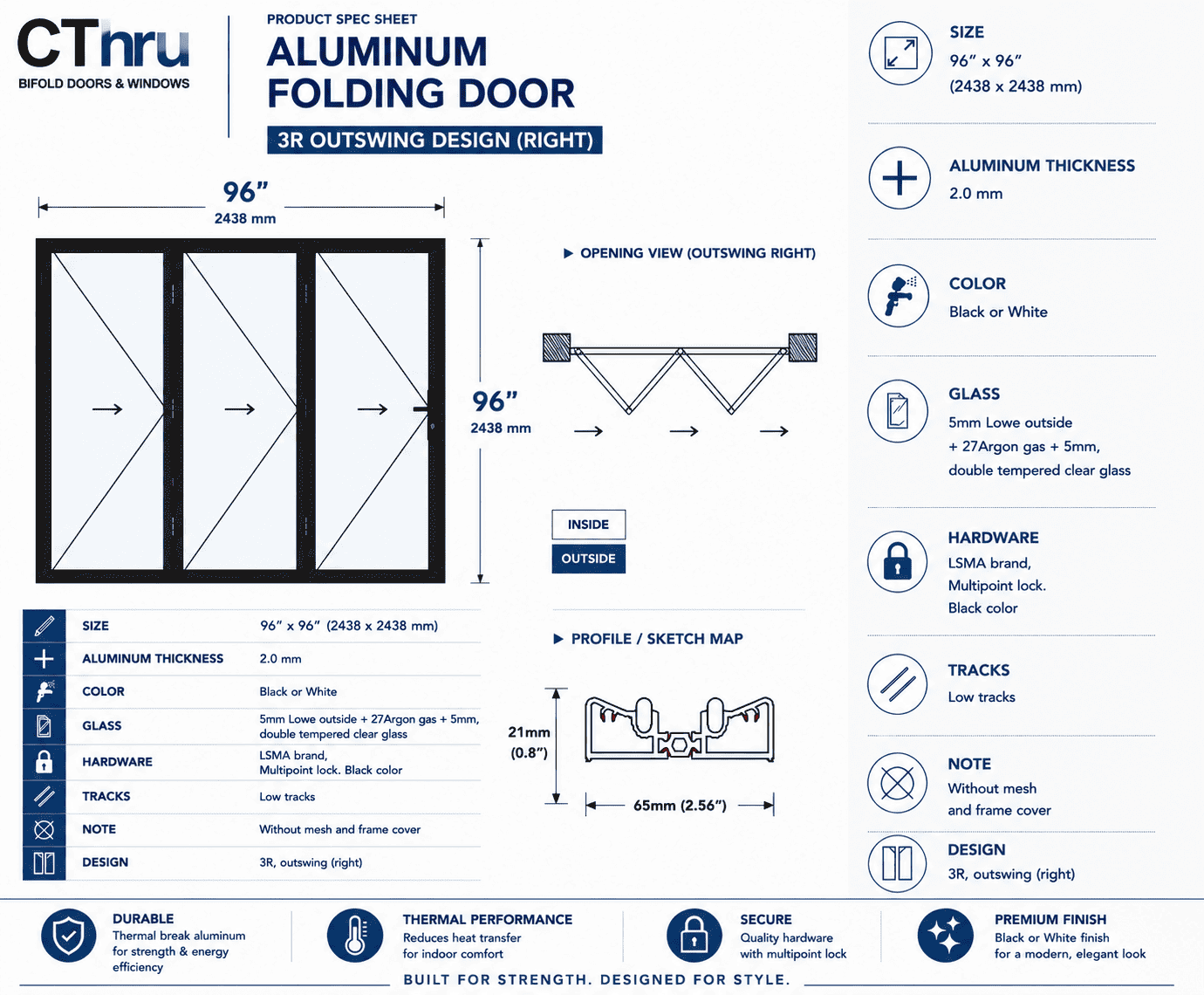 96"W x 96"H CThru Bifold Door
