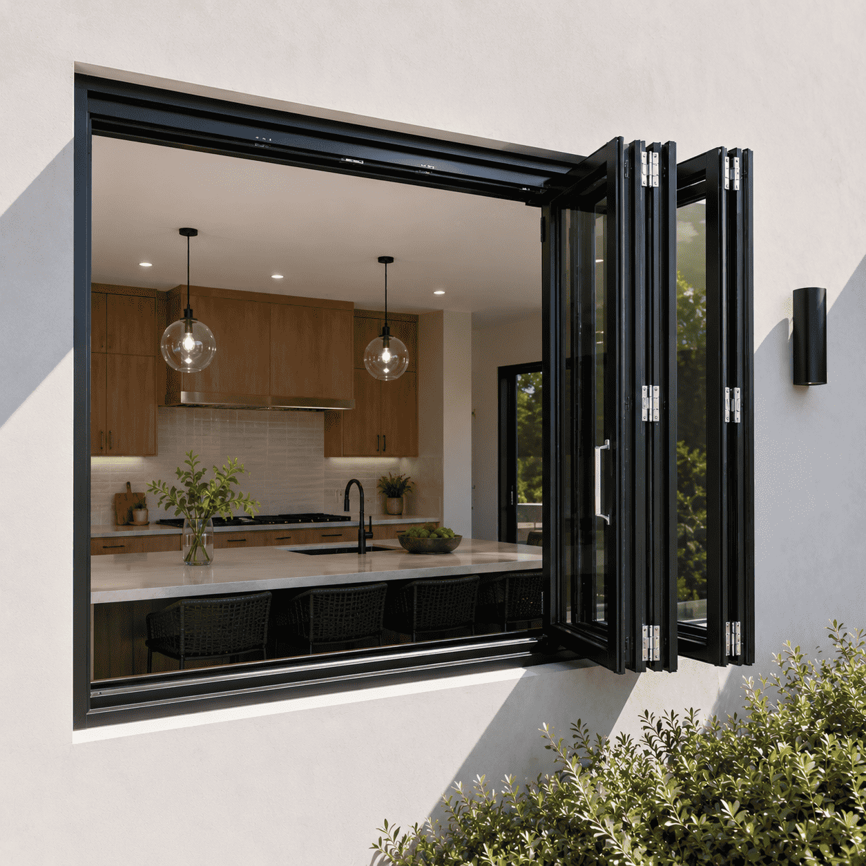 48"W X 36"H CThru Aluminum Bifold Window — Pass-Through Design